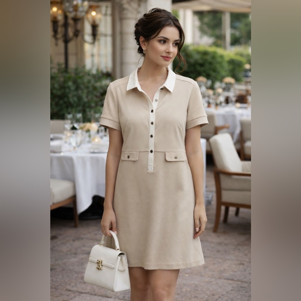 Calving Klein beige short sleeve dress